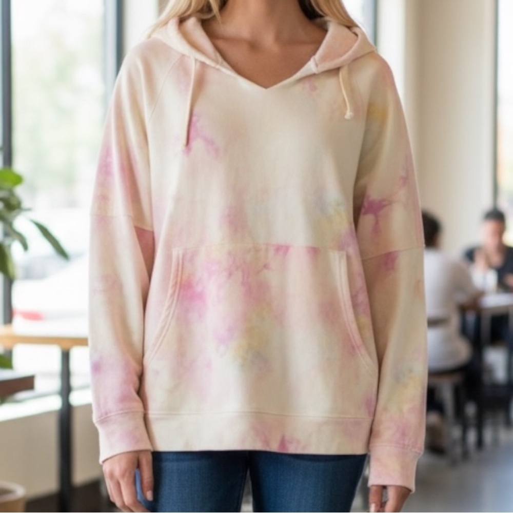 Eywasouls Malibu Lilly Pullover Hoodie Cloud Tie Dye Motif Organic Festival M/L
